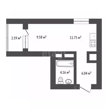 1-к кв. Амурская область, Благовещенск Краснофлотская ул., 78 (34.38 ...