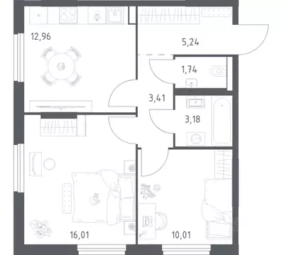 2-к кв. Башкортостан, Уфа ул. Минигали Губайдуллина, 8к9 (52.55 м)