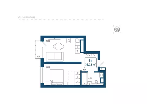 1-к кв. Тюменская область, Тюменский район, д. Дударева Родина-2 жилой ...