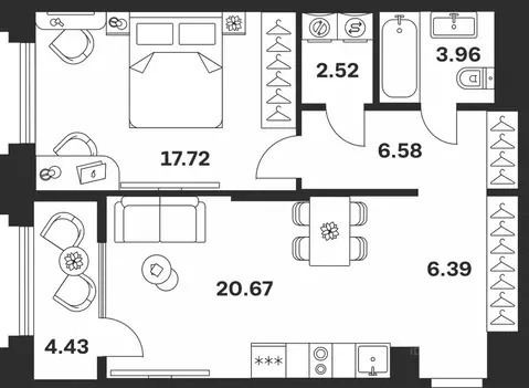 1-к кв. Тульская область, Тула ул. Болотникова, 4 (62.27 м)