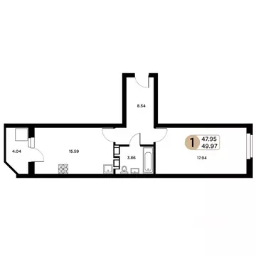 1-к кв. Самарская область, Самара Московское шоссе, 18-й км, 55 (47.95 ...