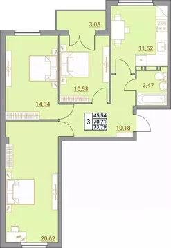 3-к кв. Волгоградская область, Волгоград Удмуртская ул., 75 (73.79 м)