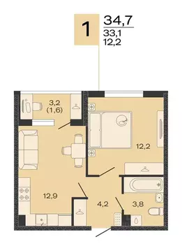 1-к кв. Краснодарский край, Красноармейский район, Марьянское с/пос, ...