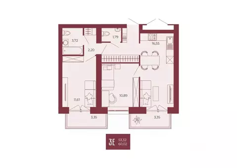 3-к кв. Пензенская область, Пенза ул. Тепличная, 55 (60.02 м)