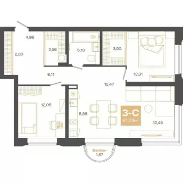 3-к кв. Новосибирская область, Новосибирск Академгородок мкр, ул. Мусы ...