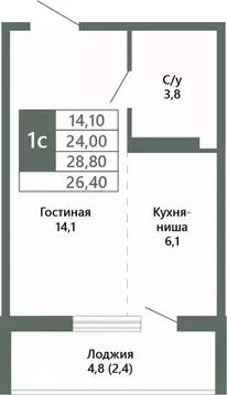 1-к кв. Кемеровская область, Кемерово 64-й мкр, Лучи жилой комплекс ...