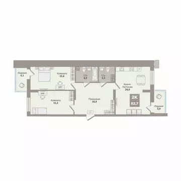 2-к кв. Курганская область, Курган Заозерный жилрайон, 12-й мкр, 2 ...