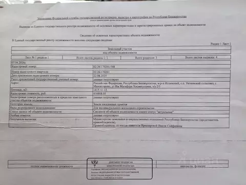 Участок в Башкортостан, Иглинский район, Уктеевский сельсовет, с. ...