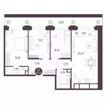 3-к кв. Рязанская область, Рязань Московское ш. (96.36 м)