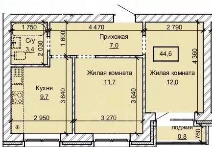 2-к кв. Алтайский край, Барнаул ул. Анатолия (44.6 м)