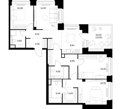 3-к кв. Москва Нова жилой комплекс, к1 (103.52 м)