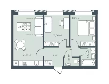 2-к кв. Воронежская область, Павловск ул. Свободы, 29 (56.08 м)