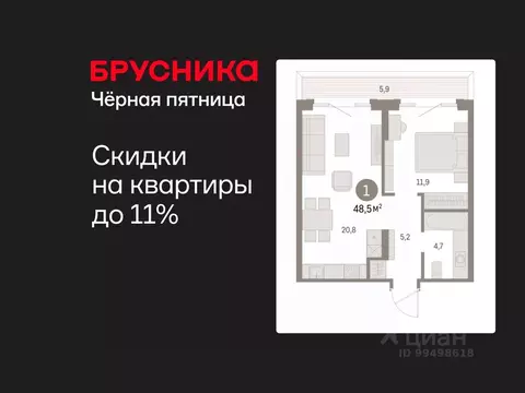 1-к кв. Курганская область, Курган Центральный жилрайон, Дом Кино ...