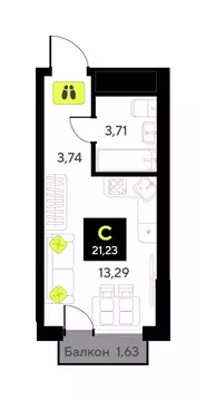 Квартира-студия: Тюмень, улица Андрея Приказнова, 7 (20.2 м)