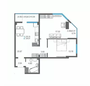 2-к кв. Крым, Ялта ул. Кирова, 155Ак1 (64.07 м)