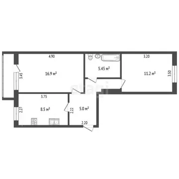 2-комнатная квартира: Вологда, Пошехонское шоссе, 26 (50.2 м)