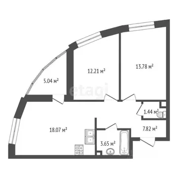 2-к кв. Ленинградская область, Всеволожский район, Свердловское ...