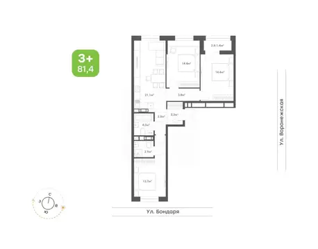 3-к кв. Хабаровский край, Хабаровск Воронежский Бульвар жилой комплекс ...
