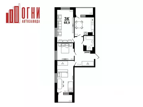 3-к кв. Нижегородская область, Нижний Новгород Коломенская ул., 8к4 ...