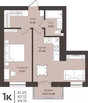 1-к кв. Калининградская область, Гурьевск  (42.12 м)