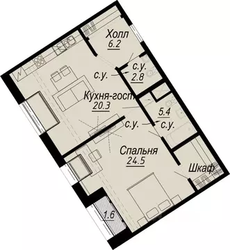 1-к кв. Санкт-Петербург наб. Реки Карповки, 27 (59.7 м)