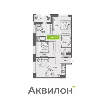 3-к кв. Архангельская область, Архангельск  (64.55 м)