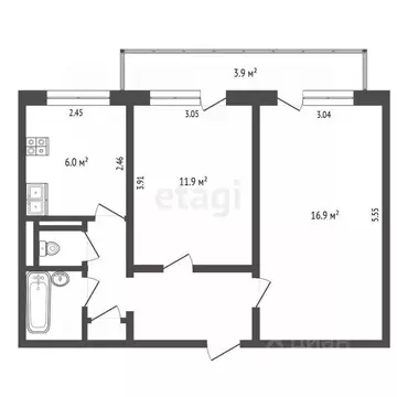 2-к кв. Псковская область, Печоры Индустриальная ул., 9 (46.7 м)