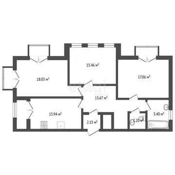 3-комнатная квартира: Калининград, улица Генерал-майора Яновского, 9к1 ...