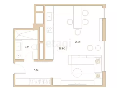 Квартира-студия: Анапа, улица Толстого, 26 (38.9 м)