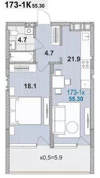 1-к кв. Калининградская область, Зеленоградск ул. Гагарина, 87 (55.3 ...