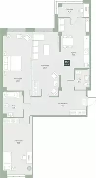 3-к кв. Курганская область, Курган Заозерный жилрайон, 6А мкр, ул. ...