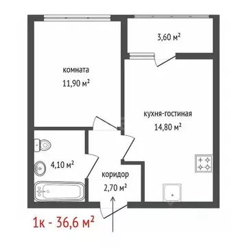 1-к кв. Свердловская область, Екатеринбург ул. Академика Вавилова, 9 ...