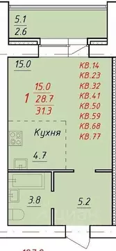 1-к кв. Алтайский край, Новоалтайск Индустриальная ул., 18А (31.3 м)