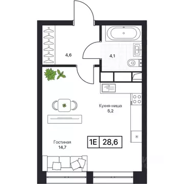 Студия Московская область, Пушкино Пушкино Град жилой комплекс (28.2 ...