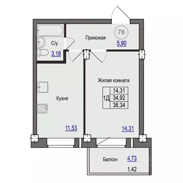 1-к кв. Псковская область, Псковский район, Завеличенская волость, д. ...