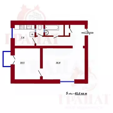 2-к кв. Свердловская область, Малышева пгт ул. Советская, 2А (45.6 м)