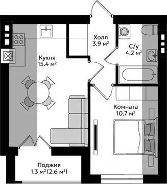 1-к кв. Калининградская область, Гурьевск Пражский жилой комплекс ...