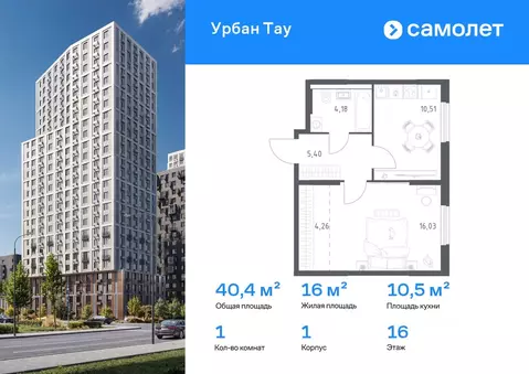 1-к кв. Башкортостан, Уфа ул. Минигали Губайдуллина, 8к9 (40.38 м)