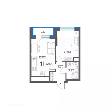 1-к кв. Рязанская область, Рязанский муниципальный округ, с. Дядьково ...
