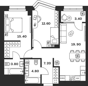 3-к кв. Тульская область, Тула ул. Михеева (67.1 м)