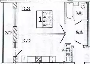1-к кв. Смоленская область, Смоленск ул. Нахимова, 23А (43.0 м)
