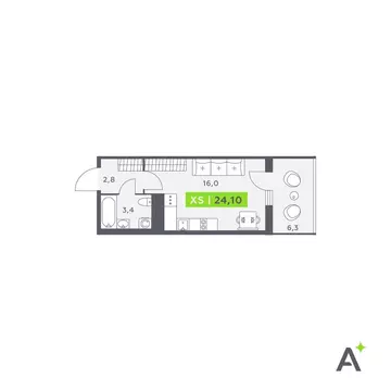 Квартира-студия: Кудрово, Солнечная улица, 4 (24.1 м)