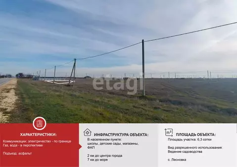 Участок в Крым, Сакский район, с. Лесновка  (6.31 сот.)