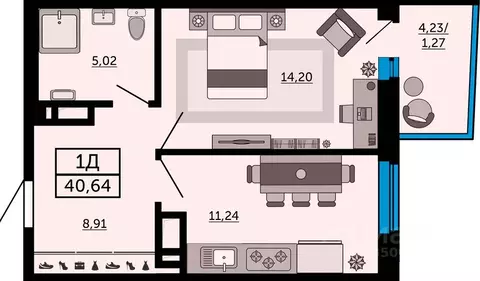 1-к кв. Ростовская область, Ростов-на-Дону Донской Арбат жилой ...