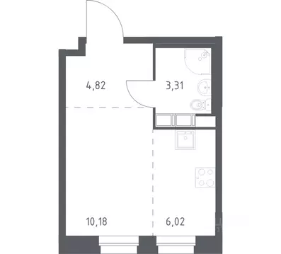Студия Москва д. Столбово, Эко Бунино жилой комплекс, 13 (24.33 м)