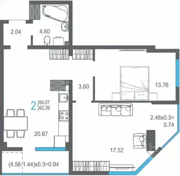 2-к кв. Крым, Ялта ул. Кирова, 155Ак2 (64.07 м)