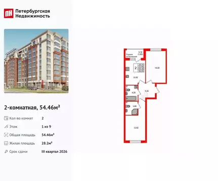 2-к кв. Калининградская область, Калининград Артиллерийская ул., 26к2 ...