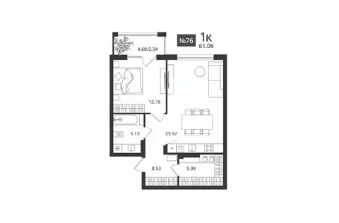 1-к кв. Калининградская область, Светлогорск Новая ул., 108-114 (61.06 ...
