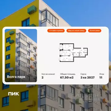 2-к кв. Ярославская область, Ярославль Волга Парк жилой комплекс (67.5 ...