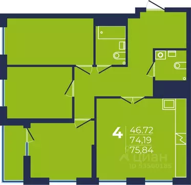 4-к кв. Башкортостан, Уфа ул. Майора Доставалова, 1 (75.84 м)